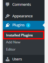 WordPress: installed plugins menu