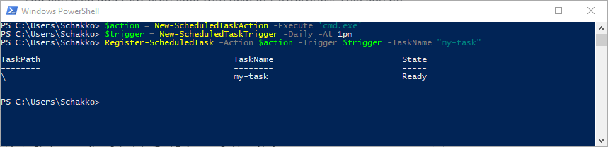 Task added with PowerShell